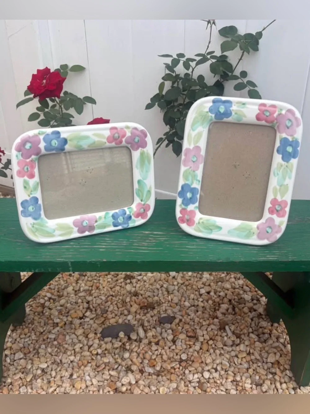 Vintage Ceramic Floral Picture Frames Set of 2